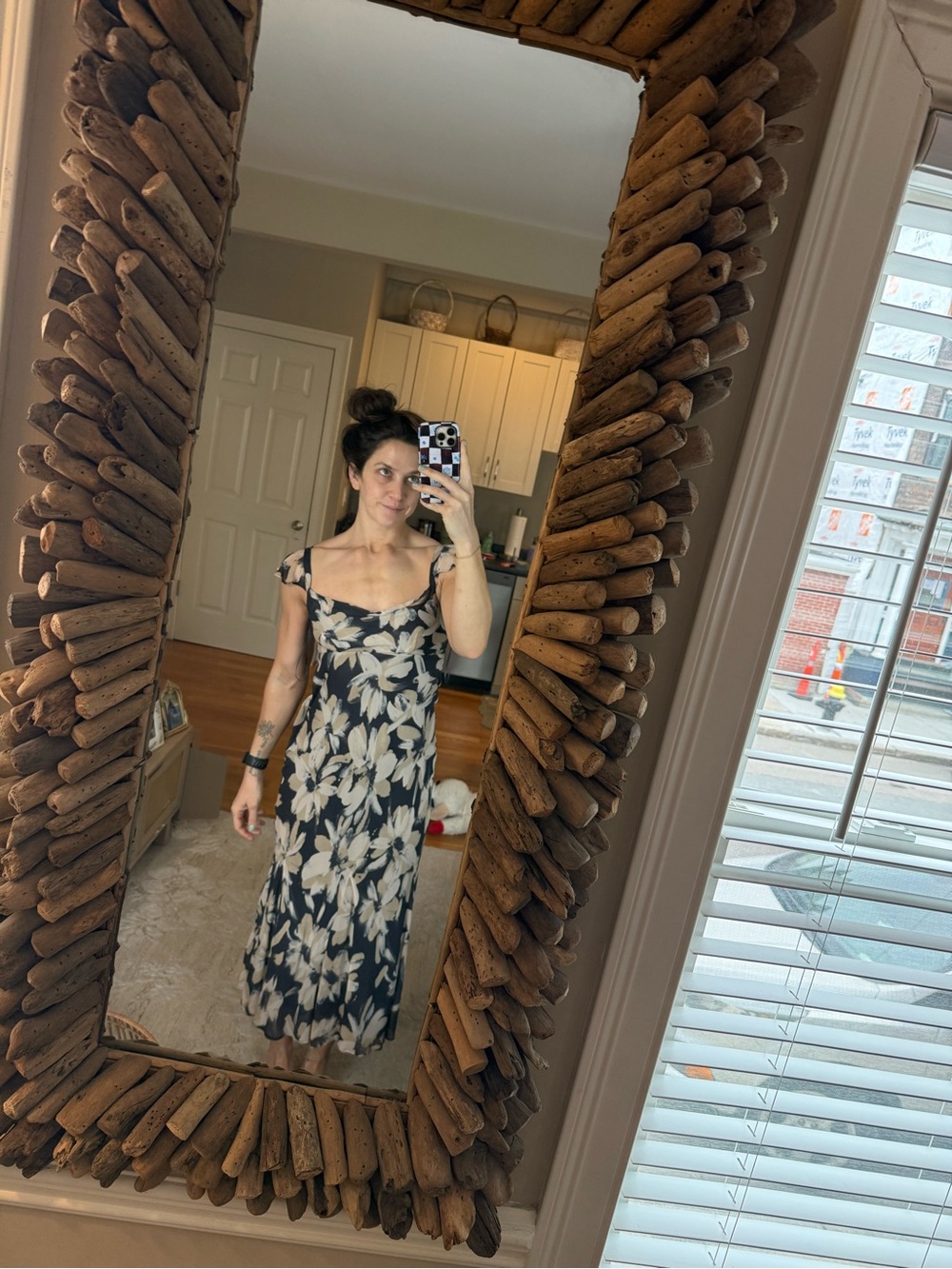NWT Rails Floral Square-Neck Midi Dress